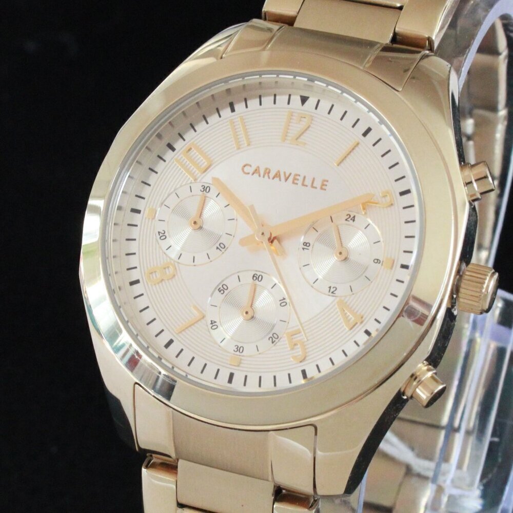 Caravelle Ladies Chronograph By Bulova Champagne Dial 36mm - Picture 10 of 12